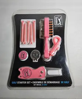 Pga 085142473714 Womens Pink Carnation Golf Starter Set Brush Divot Tool Ball Marker Tees