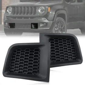 Pgjp-rdgrill001 Pgtopone 2pc Front Kidney Grilles Bezel Cover Kit For Jeep Renegade Black