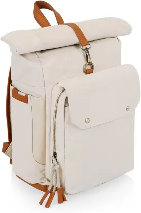 Picnic Time 099967542531 Carmel Roll Top Backpack Cooler Canvas 14.8 X 5.9 22.1 Tan
