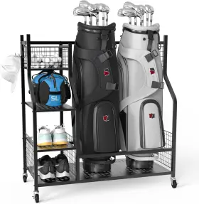 Plkow 691042081487 Golf Bag Storage Garage Organizer Extra Large Size Stand