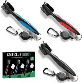 Poikshark 313026981933 3 Pack Golf Club Brush And Groove Cleaner With Retractable Zip-line