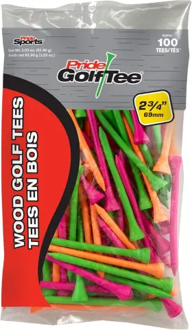 Pg2410005 Pride Golf Tee 2-3/4 Inch Deluxe 100 Count Citrus Mixed Colors