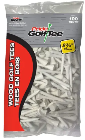 Pg2410075 Pride Golf Tee 2-3/4 Inch Deluxe 100 Count Bag White
