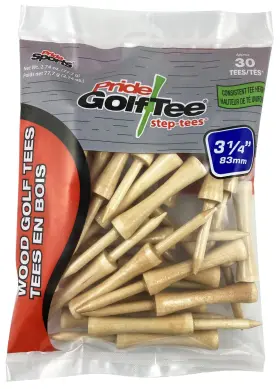 Sb3143053 Pride Golf Tee Performance Wood Tees - 30 Count 3-1/4 Inch Step Natural