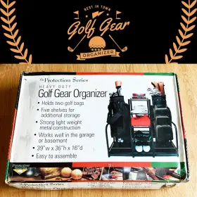 Proactive 010027601005 Golf Gear Storage Organizer Holds 2 Bags With 5 Shelves For Extra