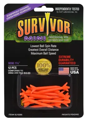 Su10285 Proactive Sports Greenkeepers 1 3/4 Inch Survivor Mini Performance Golf Tee Orange