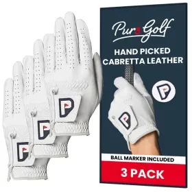 Pur3 Golf 628011932600 Cabretta Leather Gloves Men Multi-pack Real Genuine Ultra Soft