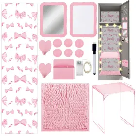La16k Quasynel 16 Pcs Locker Accessories Kit Pink Organizer Decorations Include Bow W