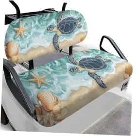 Ro-customczq22-5 Rarucativ Golf Cart Seat Cover Lightweight Front Kit Beach Turtle