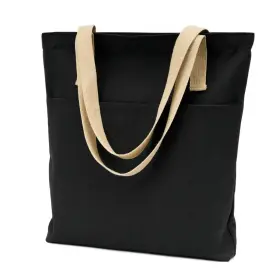 Redsinda 797725880313 Canvas Aesthetic Tote Bag With Zipper And Pockets For Women Men Black