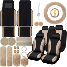 Yoj-roceei-117 Roceei 47 Pcs Car Seat Cover Full Set Accessories For Front Rear Fluffy