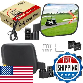 Roykaw B0c8sxv1dl Golf Cart No Drilling Folding Side Rear View Mirror Compatible Led Turn