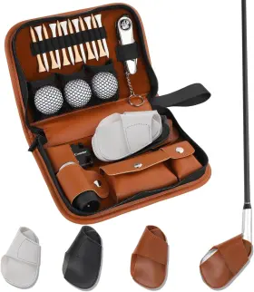 Sanrecrecy 704444881064 Golf Accessories Kit With High-grade Handbag Balls Rangefinder Brown