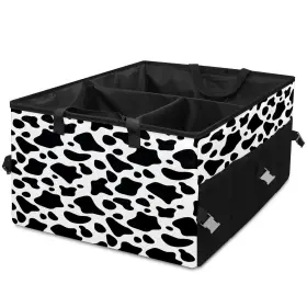 Savhoqir 004276405470 Auto Cow Print Car Trunk Organizer Large Capacity Black And White Organiz