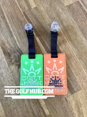44449962 Scotty Cameron New 7 Point Crown Bag Tags- Lime Green And Orange Set Of 2