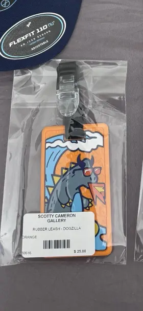 Scotty Cameron B0616 Gallery Dogzilla Orange Rubber Leash Adjustable Golf Bag Tag