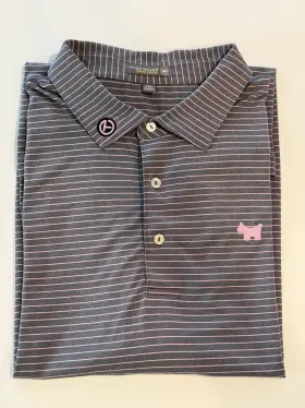 Mf17ek10s Scotty Cameron / Peter Millar Gallery Circle T Dog Gray And Pink Stripe Summer Comfort Polo - Xxl