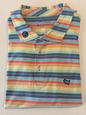 Ms19k75p Scotty Cameron / Peter Millar Gallery Circle T Beach Stripe Bulldog Pocket Polo Autographed Xxl