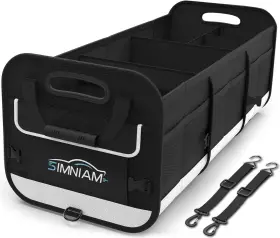 Simniam 618528150536 Large Car Trunk Organizer - With 5 Compartments Black