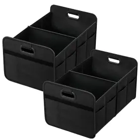 Simple Deluxe 840166286586 Car Trunk Organizer 2 Compartments Collapsible Pack Black