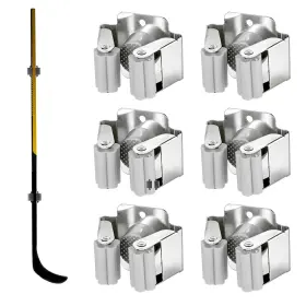 1094792 Sinbana Stainless Steel Wall Mount Hockey Stick Holder Rack 6pcs Organizer Set