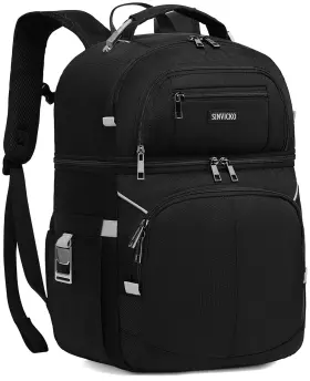 Sinvicko 761312126535 Cooler Backpack Double Deck Leakproof Bag Insulated Grey Black