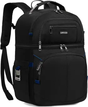 Hu-xi-201 Sinvicko Insulated Cooler Backpack Double Deck Leakproof Blue Black