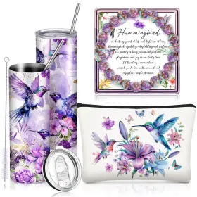 Yun-skylety-2176 Skylety 3 Pcs Purple Hummingbird Gift For Women 20 Oz Stainless Steel Insulat