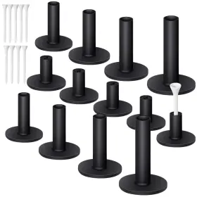 Tees-42 Sosation 23 Pieces Rubber Golf Tees Set Holders For Driving Range Mats Black