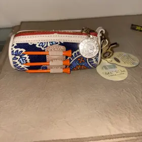 Spartina 706433944149 449 Daufuskie Island Golf Ball/ Tee Holder Navy Leather And Linen Nwt
