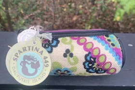 Spartina 812086018226 449 Daufuskie Island Golf Ball/ Tee Holder Yellow Leather And Linen New