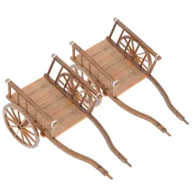 Wk10mt4216s Stobok 2pcs Miniature Farming Cart Model Dollhouse Barrows Simulati