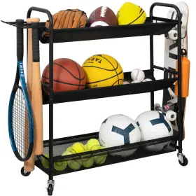 Storage Maniac 975964931476 Basketball Rack 3-shelf Training Stand Ball Holder Sports