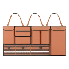 Mw-p810-trunk-brown-03 Sugarfox Backseat Hanging Organizer With Large Storage Bags Pu Leather-brown