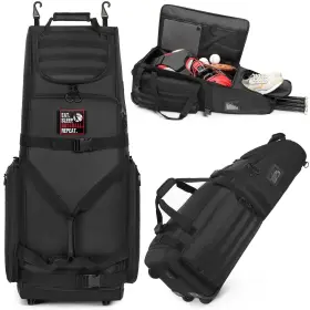 Nbl19-cah-a1 Sunformorning Catchers Gear Bag With Wheels Rolling Baseball And Softball For 4 Bats Po