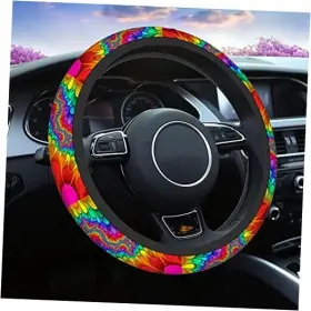 Xdoop-c1-116 Swono Rainbow Car Steering Wheel Covers Abstract Colorful Tie Dye Multi-122