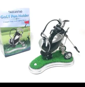 X004e4cioj Taocantao Golf Pen Holder With 3 Pens Silver Black Bag Desk Office Decor New Box