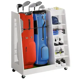 Beyshtpb1i Taus Wooden Golf Bag Storage Rack Holder For Garage Fit 2 Bags Organizer