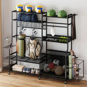 Beyshz2opr Taus Sports Equipment Organizer Golf Bags Storage Stand Gear Accessories Rack With Wheel