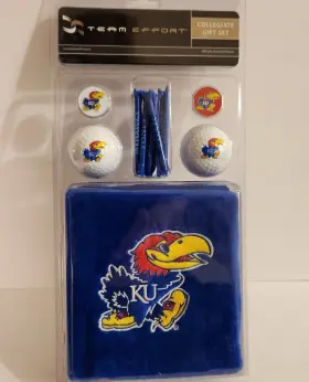 Team Effort 409900534835 Ku Golf Gift Set Jayhawks Nib Towel Balls Tees Ball Markers