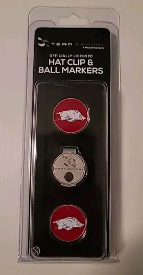 Team Effort 723141125332 Ncaa Hat Clip And Ball Markers - Arkansas Razorbacks Free Ship