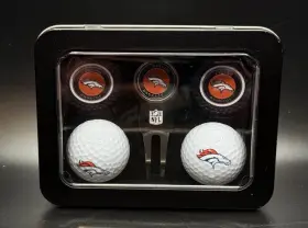 Team Golf 637556308153 New Denver Broncos Accessory Tin Balls Markers And Divot Tool