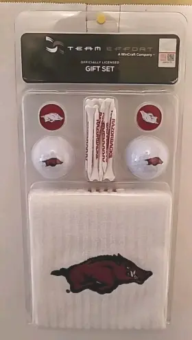 Teameffort 723141067694 Arkansas Razorbacks Ncaa Golf Gift Set Towel Balls Marker Tees - New Free Ship