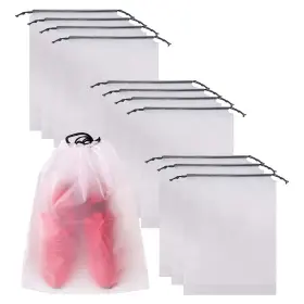 Tenabort 793811794588 Set Of 12 Portable Translucent Shoe Bags For Travel Large Clear Shoes Pouch S