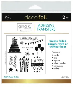 5a0022t7-1g5ts Therm O Web 3 Pack Deco Foil Adhesive Transfer Sheets By Gina K 5.9 Inch X5.9 -birthday Bliss 5a0