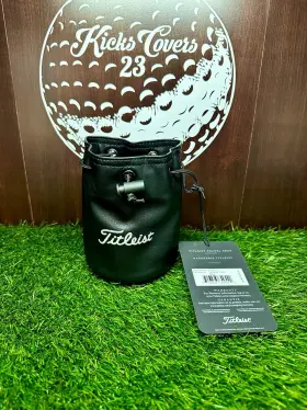 Titleist 313048637603 New Travel Valuables Golf Pouch Black Leather Bonus Western Birch Tees