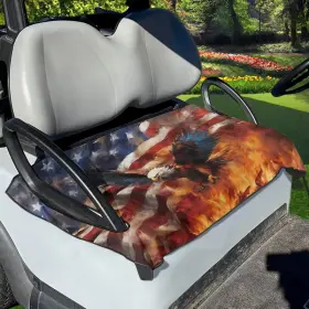 B0cy2grz62 Tomeusey Eagle Fire Print Golf Cart Seat Cover Blanket - Universal Personalized
