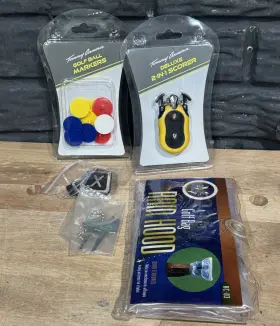 Tommy Armour & Various 605388442826 Golf Accessories Lot Stocking Stuffers Ball Markers Scorer Rain Hood Etc