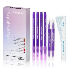 Tf01 Tondaus 6pcs Professional Surgical Tip Skin Marker Pen Purple Ink Stencil Markers
