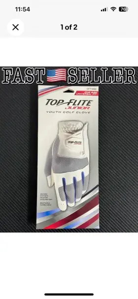 Top Flite 889751348643 Junior Youth Golf Glove Left Hand One Size White Blue And Gray - New